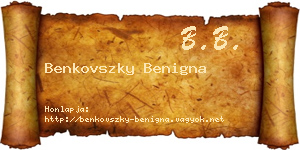 Benkovszky Benigna névjegykártya